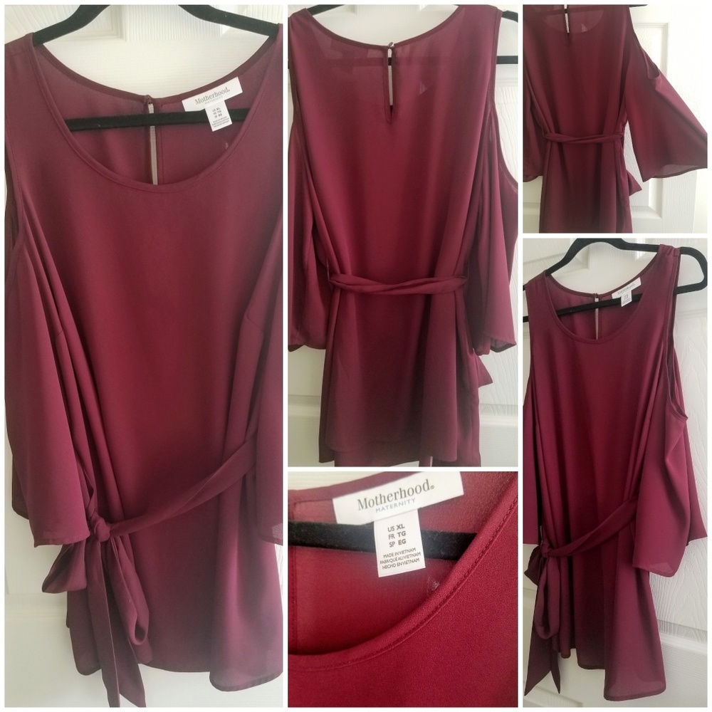 Maternity Blouse Red Waist Tie